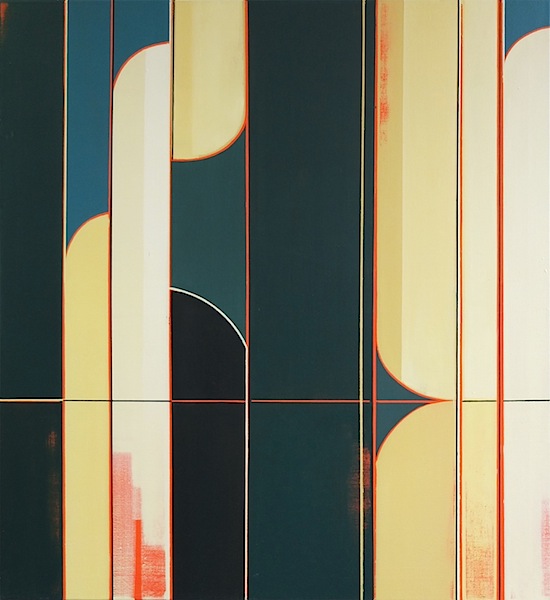 Sebastian Menzke: F2, 2019, acrylic, oil, vinyl on canvas, 105 x 95 cm

